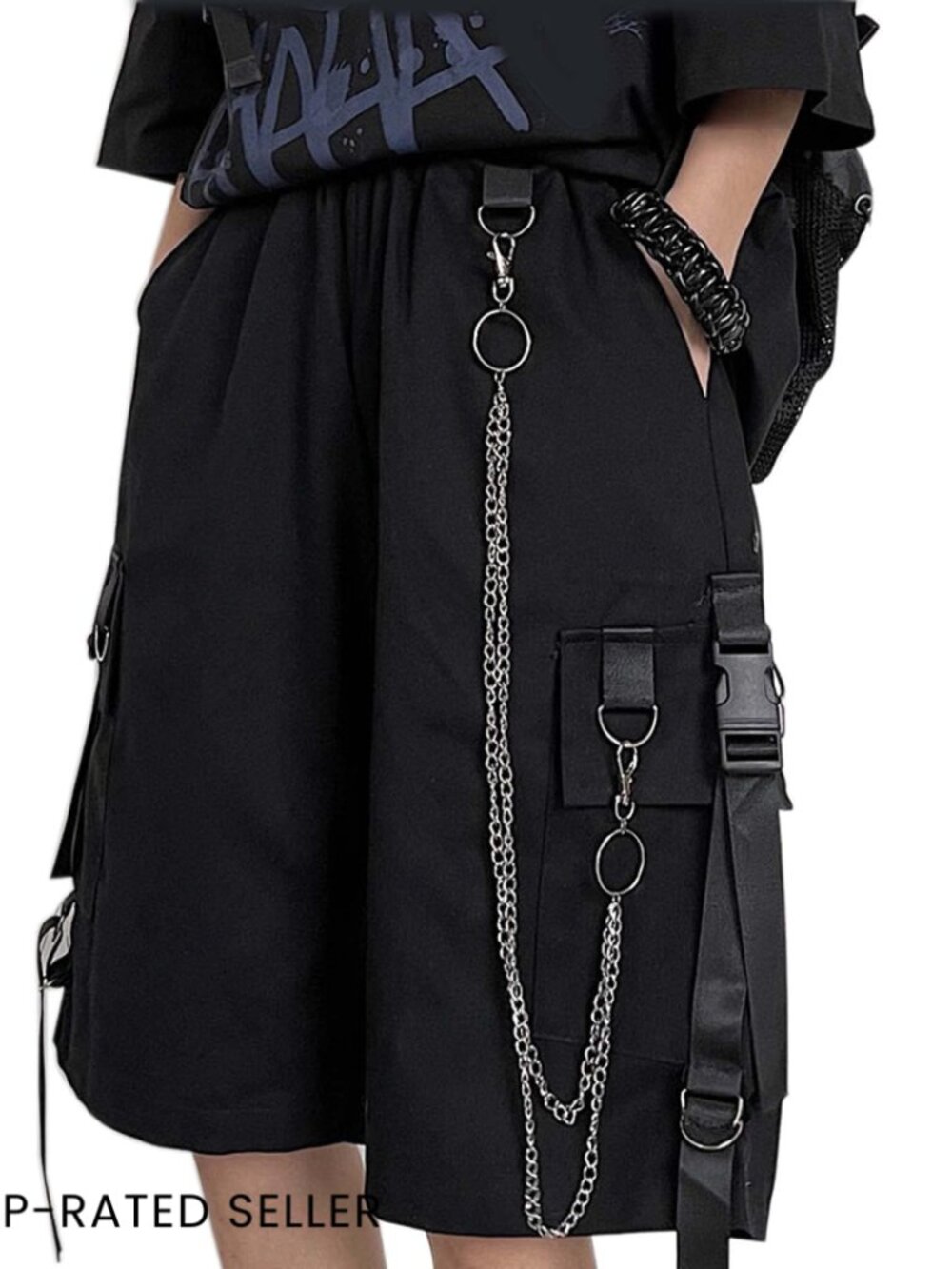 Loose Straight Cargo Pants With Chains Street Harajuku Y2k Wide Leg